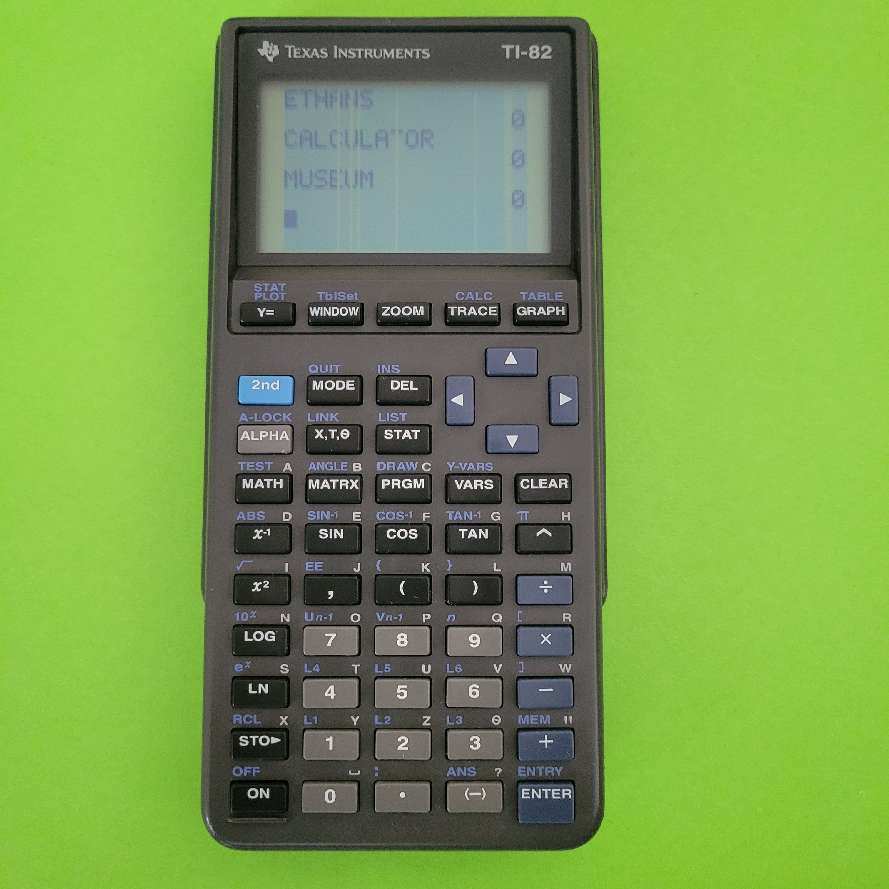 an image of a texas instruments ti82 graphing calculator
